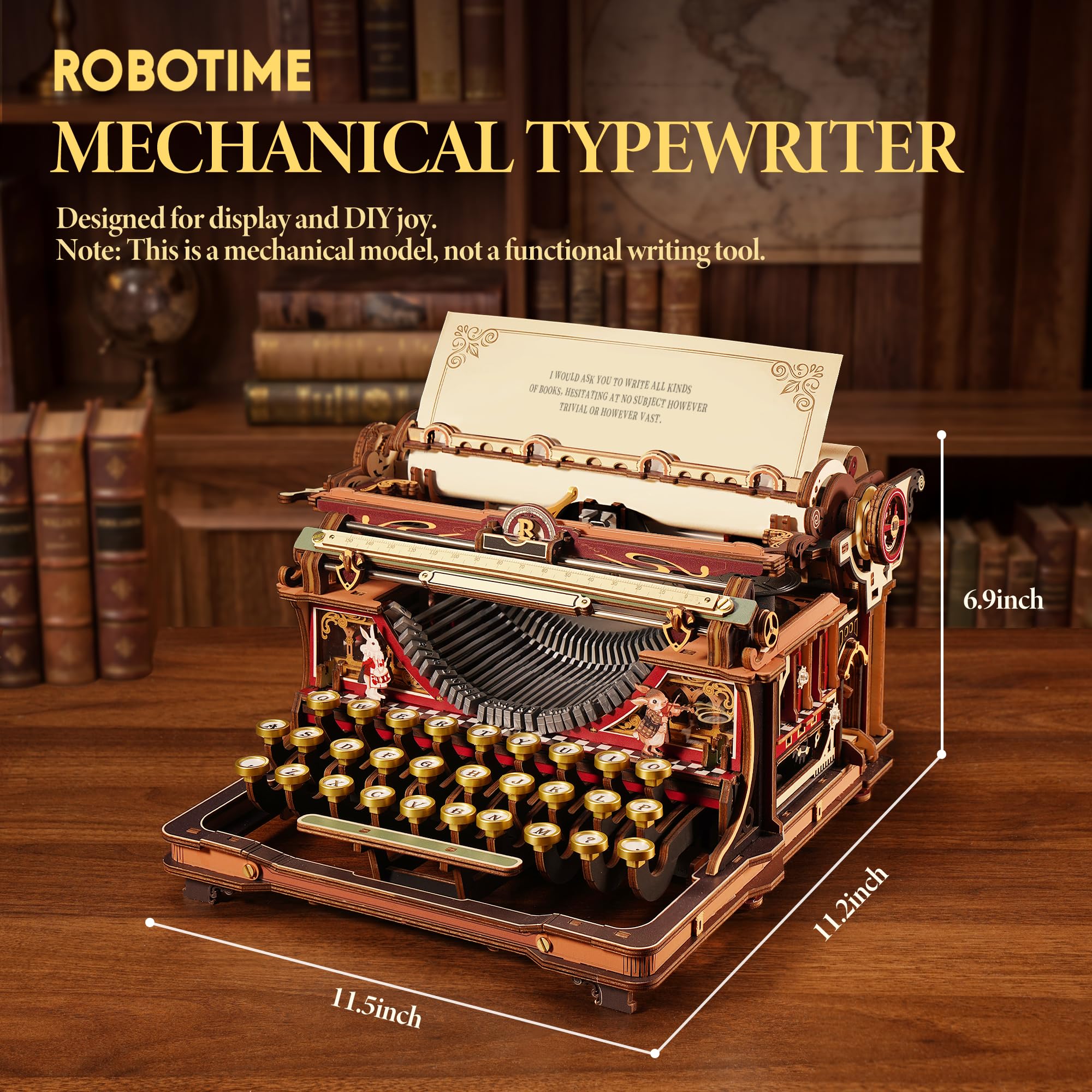 Amazon.co.jp: ROBOTIME 3D木製ヴィンテージタイプライターパズル
